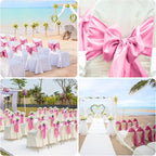 50 PCS Pink Satin Chair Sashes Bows Universal Chair Ribbon Ties Back Sash for Wedding Party Reception Events Banquets Hotel Event Chair Cover Decoration (7x108 inch)