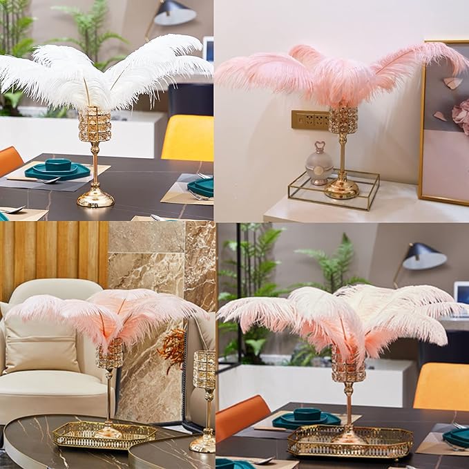 Happy Feather 16-18 inch Gold Ostrich Feathers Craft for Wedding Party Centerpieces Home Decoration DIY Craft Pack of 10