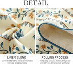ISAENNE Designer Pale Yellow Elegant Linen Table Runner 71 Inches Long,French Floral Pattern Elegant Table Runners for Dining Tables,Thanksgiving,Kitchen Tables,Christmas,12"*71"-Estevan A