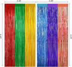 Rainbow Metallic Tinsel Foil Fringe Curtains Backdrop, 2Pack Party Streamers for Birthday Party Decorations Halloween Christmas Decors Foil Curtain Backdrop for Bachelorette Bridal Anniversary Party