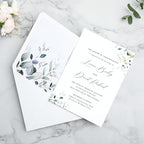 PONATIA 50PCS A7 Euro Flap Envelopes, 5.25 x 7.25'' Liner Envelope For 5x7'' Weddings Invitation Cards, Christmas Gift Cards, Acrylic Invitations, Photos (White & Sage Green Leaves)