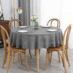 maxmill Lux Faux Linen Tablecloth with Slubby Texture Wrinkle Resistant Anti-Shrink Soft Table Cloth for Kitchen Dining Restaurant Tabletop for Event Holiday Dinner Round 70 Inch Neutral Gray