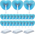 Unittype 150 Packs Wedding Paper Fans Heart Shaped Folding Handheld Fans for Wedding Decorate Guests Favor Anniversary Birthday Party Supplies Home Decor(Baby Blue)