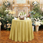 OQSQ Gold 50" Round Sequin Tablecloth, Glitter Tablecloth for Bridal Shower Decorations, Birthday, Wedding, Dessert, Banquet.