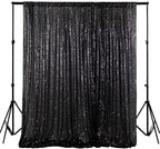 ShinyBeauty Black Sequin Backdrop - 8x10FT Photo Booth Background Fabric for Wedding, Birthday Party