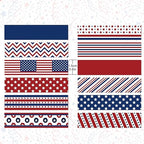 Adirasenotek Washi Tape 12 Rolls Patriotic Packing Tape American Flag Decorative Paper Stickers DIY Art Crafts