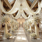 Wedding Arch Draping Fabric 1 Panel 18Ft Nude Sheer Chiffon Curtain Drapes 6 Yards for Wedding Ceremony Birthday Party Decoration