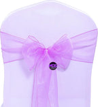 MDS Pack of 200 PCS Organza Chair Sashes Wider Dining Chair Bows Ribbon Tie Back for Wedding Party Birthday Bridal Shower Reception Event Banquet Home Chair Cover Decoration - Light Purple