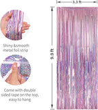 Crosize 2 Pack 3.3 x 9.9 ft Laser Pink Foil Fringe Backdrop Curtain, Streamer Backdrop Curtains, Streamers Birthday Party Decorations, Tinsel Curtain for Parties, Galentines Decor, Preppy, Photo Booth