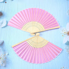 Aneco 18 Pieces Pink Handheld Cloth and Bamboo Folding Fans for Wedding Decoration, Church Gifts, Party Favors, DIY Decoration