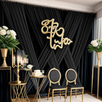 30x12ft Wrinkle Free Black Backdrop Curtain for Wedding Parties, 6 Panels 5×12 ft Long Soft Silky Polyester Fabric Backdrop Drapes Black Photo Back Drop Curtains for Party Photography Background Cloth