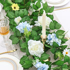 Dremisland 2PCS Artificial Rose Vine Fake Flower Garland 6FT Faux Silk Rose Hanging Vine Floral Garland Daisies Hydrangeas Ivy Vines for Wedding Party Wall Arch Garden Background Decor