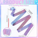 16 Pcs Sparkling Dance Ribbon for Kids Rhythmic Gymnastics Birthday Party Favors Twirling Streamer for Girl Princess Artistic Dancing Outdoor Game Supplies(Gradient Blue Purple)