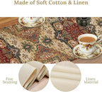 Boho Bohemia Style Table Runner, Vintage Yellow Brown Retro Flower Rustic Country Style Floral Print Pattern for Home Kitchen Table Decor Dining Coffee Room Garden Party Decor 13x60in