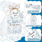 50 PCS Blue Flower Bridal Baby Shower Lip Balm Gift Baby Shower Favor Party Wedding and Engagement Party Bulk Lip Balm Thank You Gifts with Card Tags for Guests (blue flower)