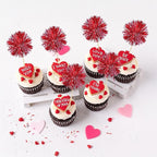 Ephlyn 30Pcs Foil Firework Cupcake Toppers Sparkle Tinsel Cupcake Picks Happy Birthday Cake Toppers Drink Stirrers Cocktail Food Fruit Toothpicks for Baby Shower Birthday Party Supplies Red