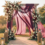 Wedding Arch Draping Fabric 29" x 19Ft Sheer Drapes for Backdrop Wedding Ceremony Reception Ceiling Decor Curtain Baby Bridal Shower Decoration (Burgundy, 1 Panel)