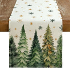 GEEORY Christmas Table Runner 13x48 Inch, Xmas Tees Snowflakes Holiday Decorative Farmhouse Table Decoration for Kitchen Dinning, Indoor Outdoor Dinner Party Decor (Light Green) GT166-48