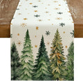 GEEORY Christmas Table Runner 13x120 Inch, Xmas Tees Snowflakes Holiday Decorative Farmhouse Table Decoration for Kitchen Dinning, Indoor Outdoor Dinner Party Decor (Light Green) GT166-120