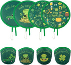 4 Styles St. Patrick's Day Round Foldable Hand Fan Foldable Fan Handheld Compact Cooling Fans,Round Folding Fan for Outdoor Games,Holiday Decoration,Festival,Party Favors,Travel,Events