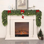 9FT Real Touch Cedar Garland - Artificial Christmas Garland Fake Green Faux Thick and Lush Pine Needles Garlands for Table Fireplace Mantle Holiday Home Indoor Outdoor Decor (1PCS)