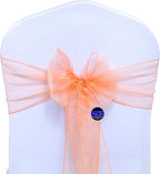 MDS Pack of 200 PCS Organza Chair Sashes Wider Dining Chair Bows Ribbon Tie Back for Wedding Party Birthday Bridal Shower Reception Event Banquet Home Chair Cover Decoration - Peach