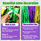3 Pack 29 x108 Inch Gold Green Purple Foil Fringe Table Skirts Metallic Banner for Tinsel Streamer Garland Backdrop for Parade Floats Wedding Thanksgiving Birthday Christmas New Year Party Decoration