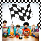 Domensi 50 Pcs Black and White Checkered Racing Straws Plastic Disposable Drinking Straws Hard Plastic Reusable Striped Flag Party Supplies for Race Car Sports Themed Birthday Decoration