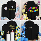 Fomcet Set of 2 Wedding Arch Cover 6FT, 7.2FT Black 2-Sided Round Top Spandex Arch Backdrop Cover Fitted Fabric for Birthday Party Baby Shower Wedding Arch Stand Decoration