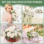 8 Bundles Artificial Peonies Flowers Boho Faux Flowers Arrangements Artificial Centerpiece Spring Bouquet Floral Wedding Decoration for Vase(Milk White)