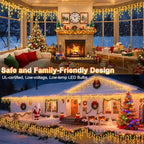 KNONEW 99ft 1216 LED Christmas Lights Outdoor Decorations with 228 Drops, 8 Modes Curtain Fairy String Light, Clear Wire LED String Light Indoor Decor for Wedding Party Christmas