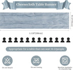 12 Pack Dusty Blue Cheesecloth Table Runner 10FT Long Boho Gauze Table Runner Rustic Sheer Runner for Wedding Bridal Baby Shower Birthday Party Table Decor Thanksgiving Christmas Decorations