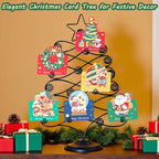 Decorative Metal Christmas Tree Card Holder, 18 Inch Tabletop Holiday Card Display Rack with Star Topper, Black Wire Tree Cards and Photo Holders Stand, Holds up to 19 Place Cards and Memos Pictures