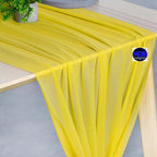 MDS Halloween Chiffon Table Runner - 20 Pack, 29 x 170 Inches, 14ft Each - Sheer Spooky Table Runners for Haunted House Parties, Trick-or-Treat Tables, Witchy Décor, Wedding & Events - Yellow
