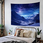 QGHOT Winter Tapestry Wall Hanging Snow Scene Backdrop Snow Mountain Wall Decor Blue Nature Landscape Snowy Large Tapestry for Bedroom Room Dorm, Large