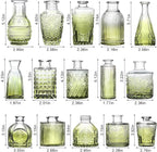 Arme Bud Vase Set of 32, Green Vases Glass Bud Vases in Bulk, Small Vases for Centerpieces Mini Flower Vase Set Cute Vintage Glass Vase Set for Flower Wedding Home Centerpiece Table Decorations