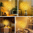 DK177 6 Pack Led Branch Light Battery Operated Lighted Branch Vase Filler Willow Tree Artificial Little Twig Power Brown 30 Inch 20 LED for Home Romantic Decoration, Warm White