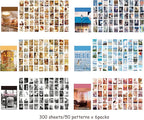 6 Sets 300 Pcs Washi Stickers Book for Journaling, Daily Scenery Life Stuff Travel Sricker Vintage Aesthetic Fashion Scrapbook Stickers Set for Bullet Journal Art Diary Craft Gifts Planner Notebook