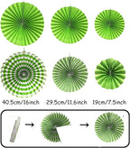 ZERODECO Party Decoration, 21 Pcs Green Hanging Paper Fans, Pom Poms Flowers, Garlands String Polka Dot and Triangle Bunting Flags for Golf Party Dinosaur Birthday Parties Arbor Day