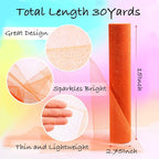 Sparkling Tulle Rolls, 15” by 30 Yards (90FT) Glitter Tulle Spool Ribbon Fabric for Wedding Birthday Bridal Shower Tutu Skirt Party Gift Wrapping (Orange)