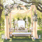 Champagne Arch Drapes for Wedding Arch Draping Fabric 2 Panel Sheer Backdrop Curtain for Ceremony Bridal Party Decor 6 Yards 19Ft Length x 28" Width