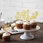 30 PCS He Asked She Said Yes Cupcake Toppers Love I Do Diamond Ring Cupcake Picks for Wedding Enaggement Bridal Shower Party Cake Decorations Supplies Gold