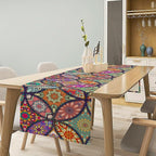 Boho Floral Table Runner,Colorful Flower Retro Bohemian Table Cloth Kitchen Dining Table Home Party Decoration 13x36 Inch