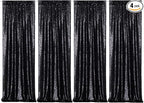 Poise3EHome Black Sequin Backdrop Curtains,4 Panels 2FTx8FT Glitter Background for Halloween Birthday Party Wedding Christmas Thanksgiving Holiday Festival Decor