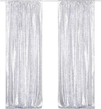 Poise3EHome Sequin Backdrop, 2 Pcs Silver 2ftx8ft Curtains for Party, Wedding, Event, Photography