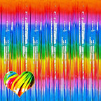 4 Pack Dark Rainbow Fringe Curtain Backdrop, 3.2Ft x 6.6Ft Metallic Tinsel Foil Fringe Streamers Background for Photo Booth Birthday Wedding Baby Shower Carnival Easter Mother’s Day Party Decorations
