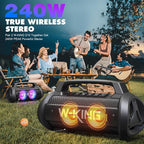 W-KING Portable Speakers Bluetooth Wireless, 120W Max Loudest Bluetooth Speaker, IPX6 Waterproof Outdoor Speaker with 70W Deep Bass/2*Subwoofer/DSP/EQ/42H/LED/MAC-in/Power Bank, Large Party Boombox