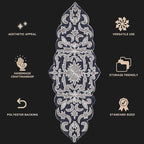 Decorative Beaded Table Runner - 36" Glass Beads & Polyester Table Runner Ideal for Dining, Décor, Luxury Table Centerpiece for Weddings, Holidays & Modern Home Accents (Blue Silver) - CLEENTABLE