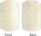 Aokbean 100 Pack Mini Pillow Candy Box Small Gift Boxes with 50 Yards Ribbon for Christmas Wedding Party Favor Gift, Jewelry or Soap Packaging (Gold Stripes)