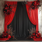 10ftx12ft Wrinkle Free Black Backdrop Curtain, 2 Panels 12FT Height Black Wedding Backdrop Drapes, Silky Polyester Back Drop Cloth for Birthday Photography Background Party Backdrop Draping
